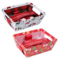 Christmas Hamper Basket Kit Gift Box Filling Cellophane Wrap and Ribbon - Choose