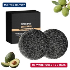 2-Pack Gray Hair Reverse Bar Black Soap for Beard & Hair Darkening and Deep Clea