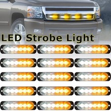 Amber/White 6 LED Strobe Light Bar Car Truck Flashing Warning Hazard Beacon LOT