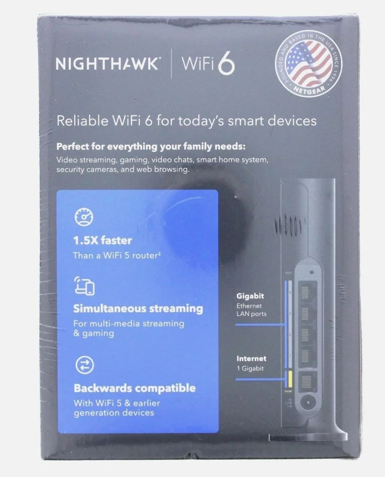 NETGEAR Nighthawk AX1800 WiFi 6 Dual-Band Router 1.8Gbps RAX9-100PAS NEW SEALED! - Image 2 of 4