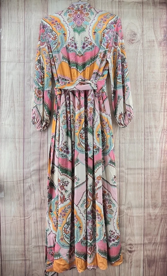 Maxi vestido envolvente bohemio manga larga estampado floral cachemir múltiple de ZARA para mujer talla M Foto 2 de 4