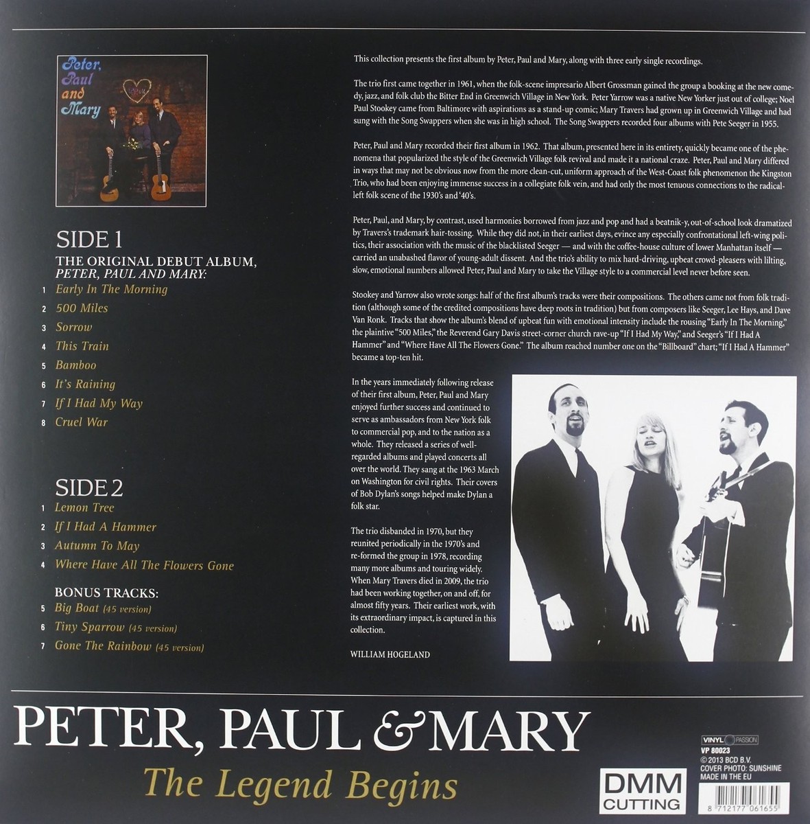 PAUL & MARY PETER - IF I HAD A HAMMER-THE LEGEND BEGI VINYL PAUL & MARY PETER - IF I HAD A HAMMER-THE LEGEND BEGI VINYL