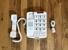 Bell Phones Big Numbers Model 20200 White Corded Phone With Visual Indicator