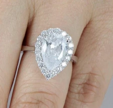 3.6ct Pear 925 Sterling Silver CZ Engagement Ring Wedding Band Size 1.5-15 SR77 
