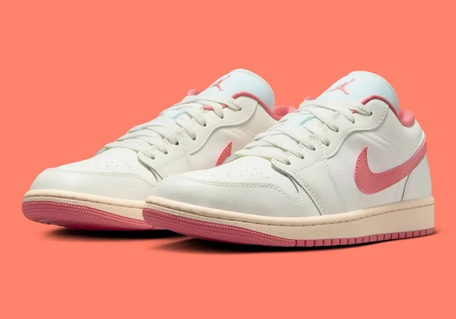 Nike Women's Air Jordan 1 Low Pink Salt White DC0774-109 Shoes NEW