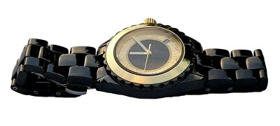 Vicence Italian Gold Bold Black Ceramic Chronograph Watch 14K Rose Gold NWT Vicence Swiss 14k Solid Rose Gold Bezel Black Ceramic Quarts  main image 4