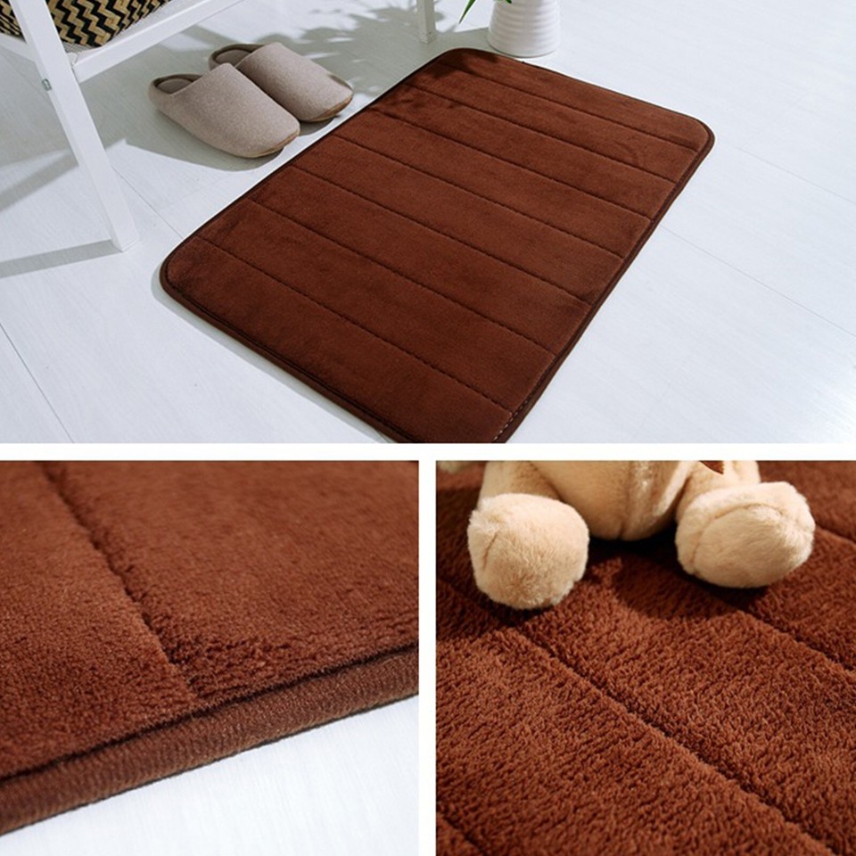 Large Coral Velvet Memory Foam Bathroom Shower Bath Mat Anti Non Slip