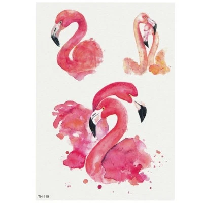 JUSTFOX Temporary Tattoo Flamingo Pink Design Adhesive Tattoo Body Art