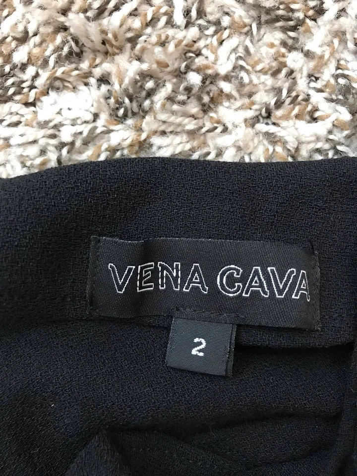 Vestido de lana negro de diseñador Vena Cava cinturón forrado de seda con cuentas talla 2 cóctel Foto 4 de 4