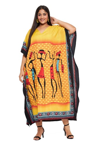 Women Kaftan Plus Size Hippie Boho Dress Kimono Long Maxi Summer Beach Sundress - 第 17/122 張圖片