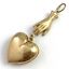 thumbnail 1  - NECKLACE PENDANT VICTORIAN WOMAN HAND BRASS PUFFY HEART CHARM VINTAGE FINDINGS