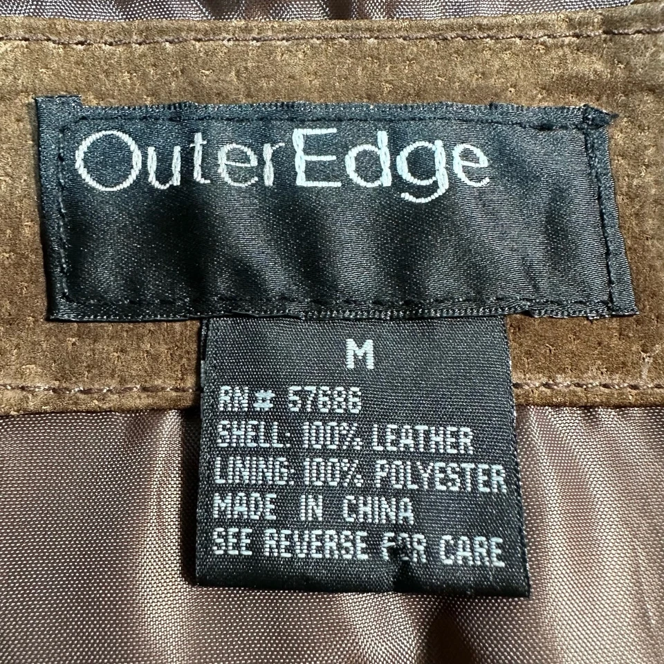 Outer Edge Jacket Womens Medium Brown Leather Full Zip Pockets Outdoor Coat - Image 3 of 4