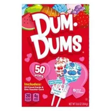 Dum Dums  50 Pops & 25 Friend & 1 Teacher Card 8.6 oz Box - Best By 11/2026