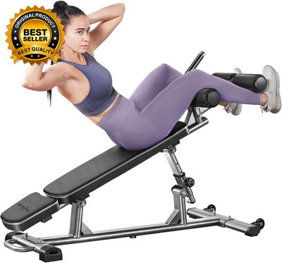 Professional Sit-Up Bench with 4 Adjustable Heights and Reverse Crunch Handle, A