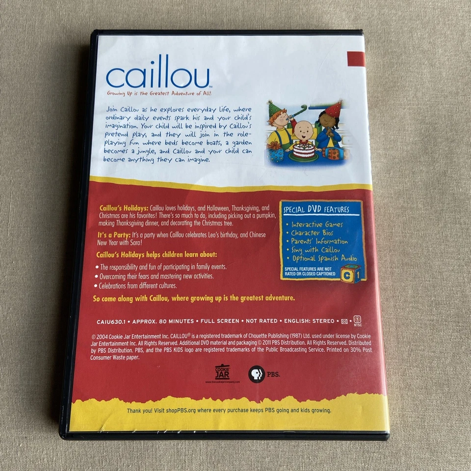 Caillou: Caillou’s Holidays (DVD) Animated PBS Kids TV Pre-K Halloween Christmas - Image 2 of 4