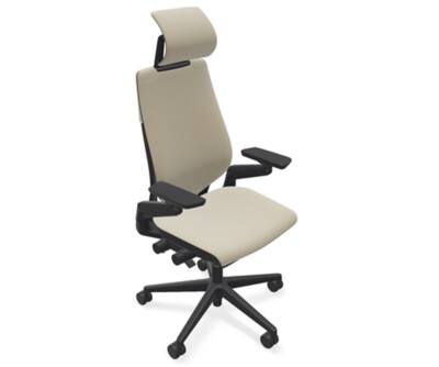 Steelcase Gesture Headrest Task Desk Chair Black Frame Buzz2 Sable 5G51 Fabric
