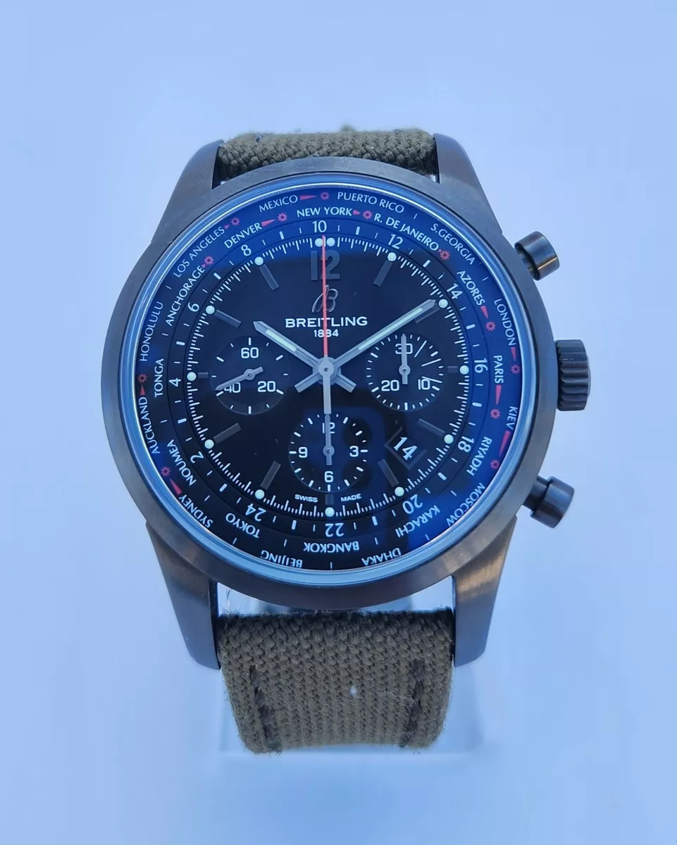 Breitling Transocean Unitime Pilot Black Limited Green Canvas