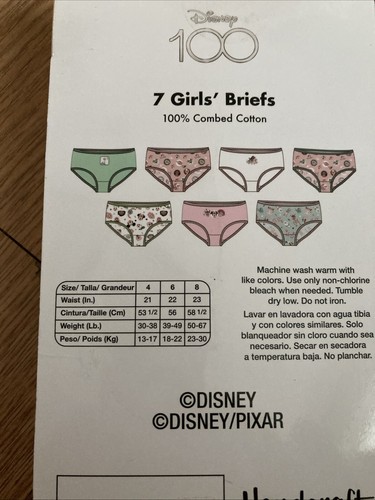 Girls Underwear Underpants Size 8 Disney Characters Soft Cotton 7 Pairs NIP - Picture 4 of 6
