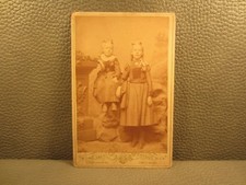 Victorian Antique Cabinet Card Photo of Two Sisters, Girls, Children, Kids