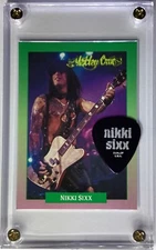 Special listing Motley Crue Nikki Sixx guitar pick / Rockcards #100 card display