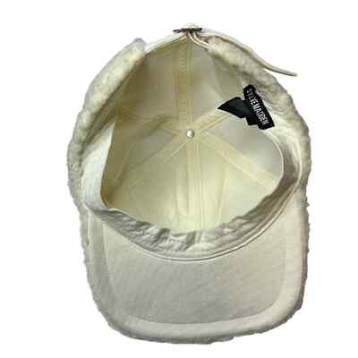 Steve Madden Womens Ivory Off White Sherpa Cap With Logo 