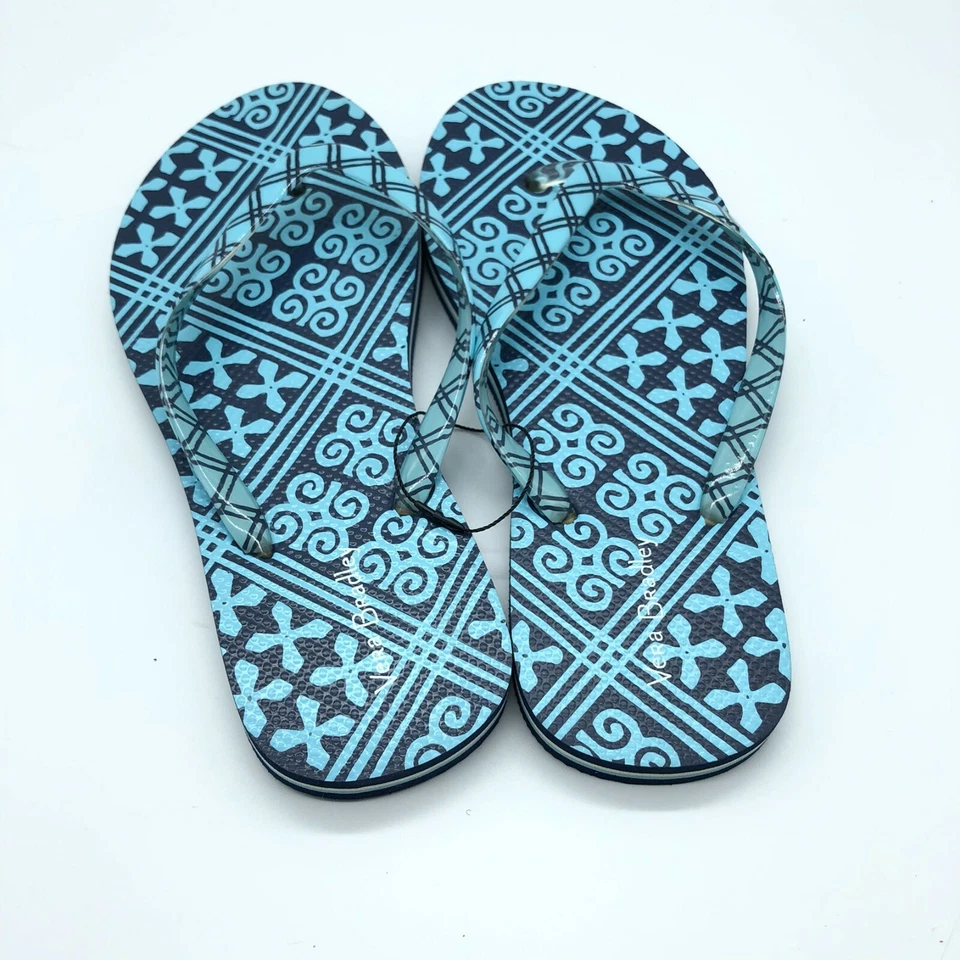 Sandalias chanclas Vera Bradley para mujer geométricas aguamarina azul marino 5-6 Foto 3 de 4