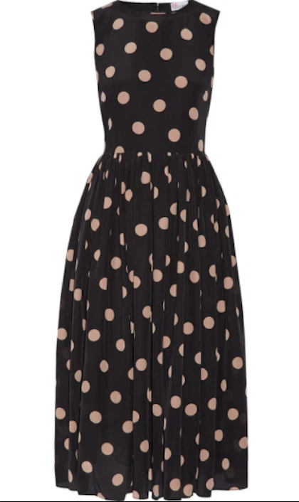 Abito rosso Valentino a pois seta crepe de chine taglia 42 = adatto agli Stati Uniti s m nuovo senza etichette