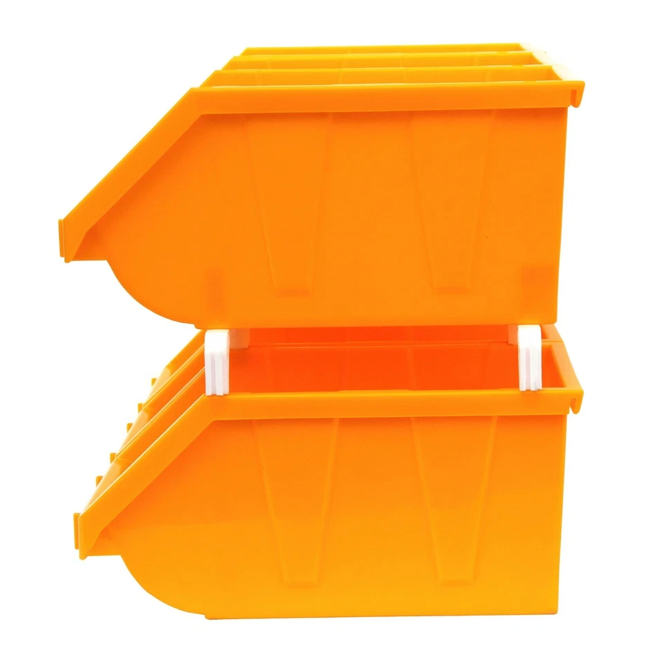 6-Pack Stackable Storage Bins Tool Part Container Yellow 5" w x 10" d x 5" h - Image 3 of 4