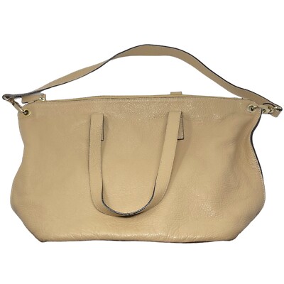 Vittoria Napoli Beige Tan Leather Tote Shoulder Bag