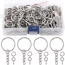 Swpeet 450Pcs 1" 25Mm Sliver Key Chain Rings Kit, Including 150Pcs Keychain Ring