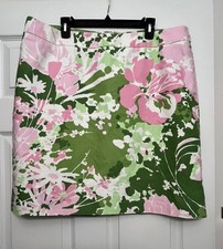 Talbots Y2K Bright Royal Floral Print Pencil Skirt size 18 Business Casual