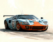 Ford GT40 Gulf Le Mans Wall Art Framed Racing Car Print Multiple Sizes