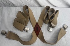 Levi s Men s Suspenders - Khaki/Brown Leather/Silver Clasps
