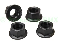 Flanged BMX bicycle axle nut 3/8" X 26T - SET OF 4 - BLACK
