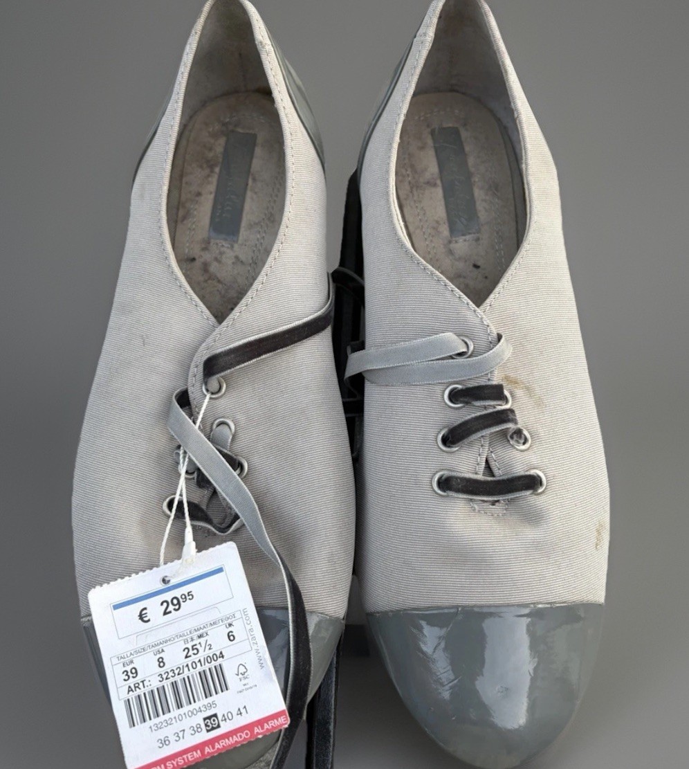 ZARA Gray Lace-Up Flat academia Women's classic retro preppy elegant