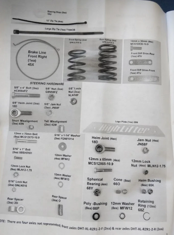 PLK-X-RZR1-8-B 8" Big Lift Polaris RZR Turbo EJES DHY-XL-RZR1-2-F/R Foto 3 de 3