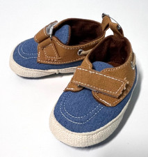 Unbranded Baby Canvas Shoes Blue And Khaki Sole is 4 1/2 inches