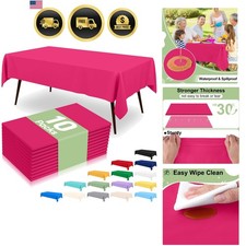 10 Packs Disposable Plastic Table Cloth, 54 x 108 Inch Waterproof Rectangle T...