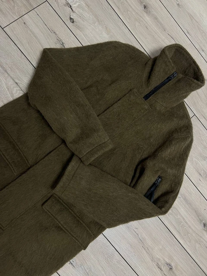 Men's Tiger Of Sweden Wool Long Coat Jacket Winter Khaki sz M - Image 4 of 4