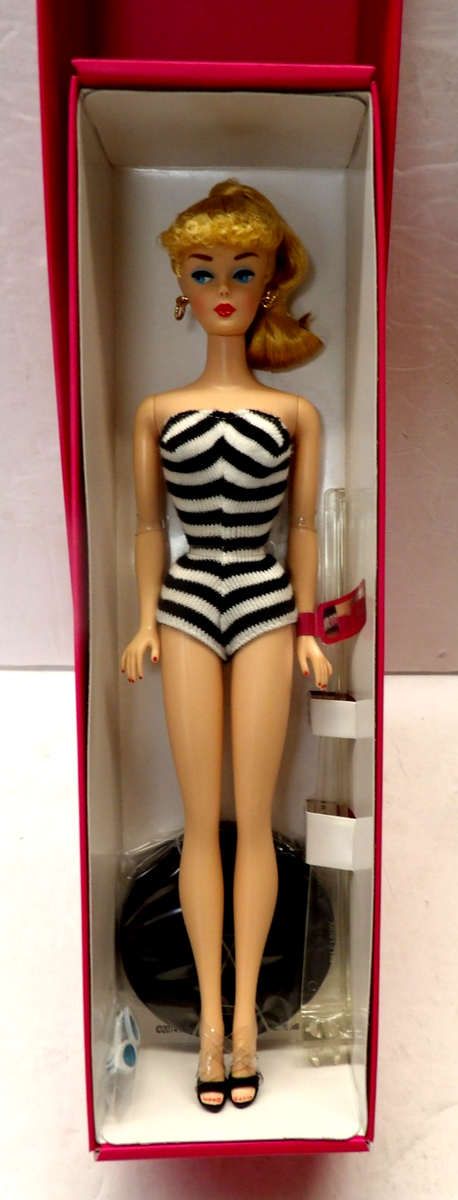 BLACK WHITE BATHING SUIT BARBIE DOLL 2014 MATTEL IN BOX NEVER