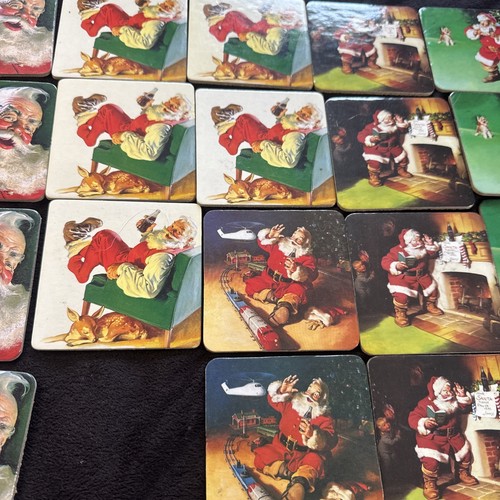 Lot de 26 sous-verres de Noël Coca-Cola Père Noël 3,5”x3,5” - Photo 3 sur 5