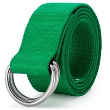 Mens Canvas Belt with Metal Double D-ring 1 Fit Waist Size 45"-50" Dark Green
