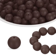 40Pcs Silicone Beads 15mm Silicone Beads Bulk for Pens Loose Round Chocolate