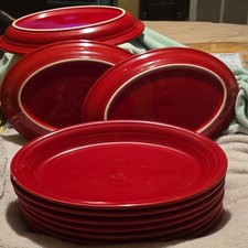 FIESTA WARE Vintage Homer Laughlin 13" Large Platter Scarlet Red Set Of 11