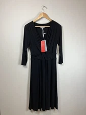 Pure Collection Womens  Midi Dress Size UK 12 Black Jersey Square Neck Stretch