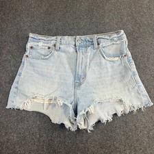 Abercrombie  Fitch The Mom Short Light Wash High Rise Distressed Denim 28 6