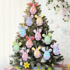 12 Pcs Easter Tree Ornaments Sequin Glitter Easter Hanging Decorations with