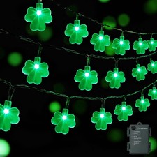 1 Pack St. Patricks Day Shamrocks Lights, 50 LED Outdoor Decorative String Li...