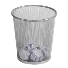 Mesh Waste Basket Silver - Brightroom: Steel Wire Mesh, Office Trash Can