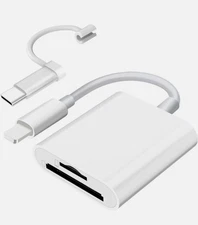 2in1 Micro SD/TF Dual Slot Memory Card Reader for iPhone iPad Camera Adapter